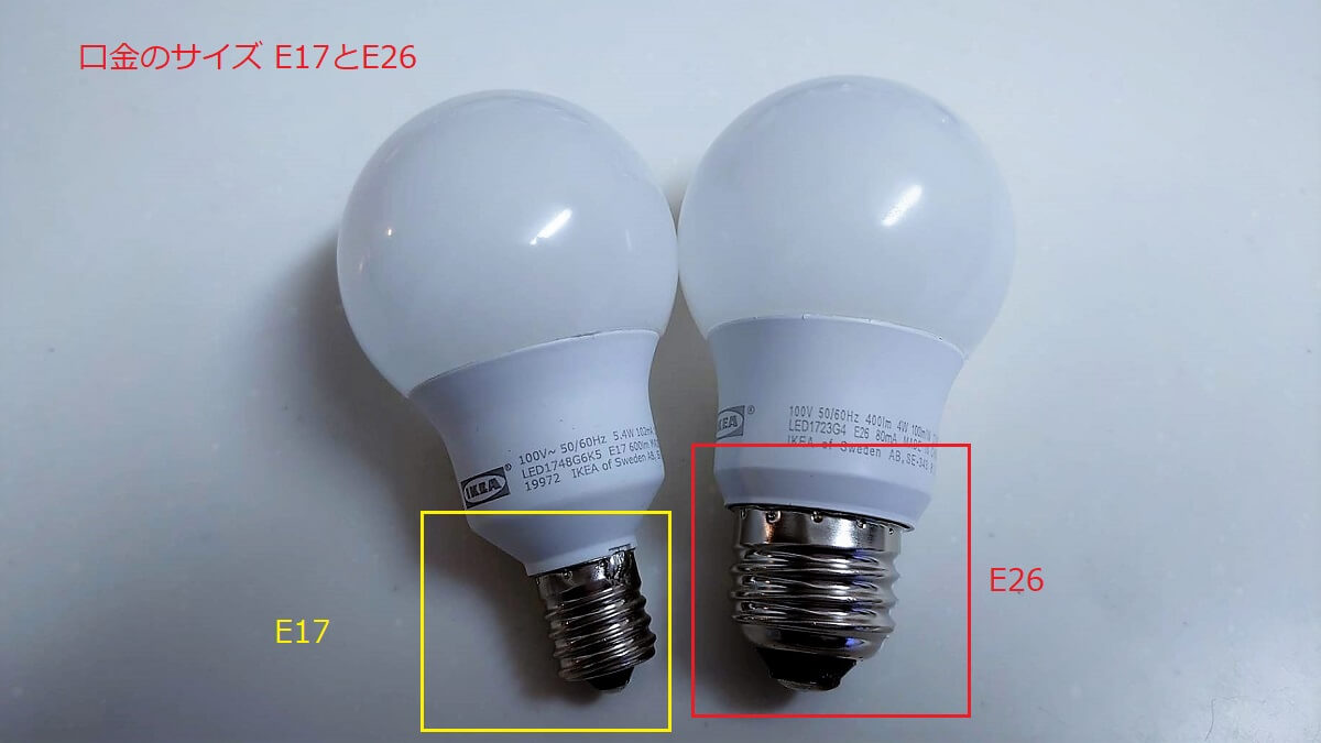 LED電球 口金のサイズ